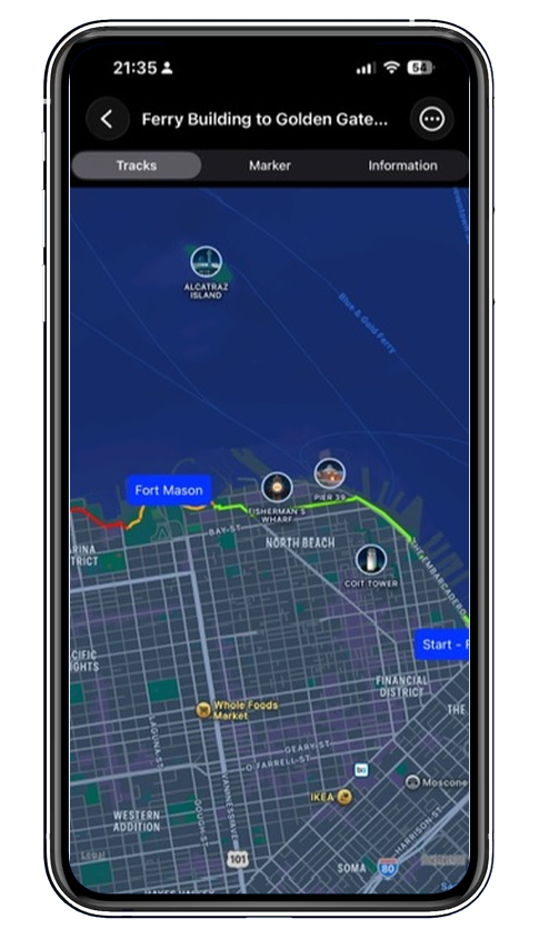 Journey GPS Tracker map and route interface